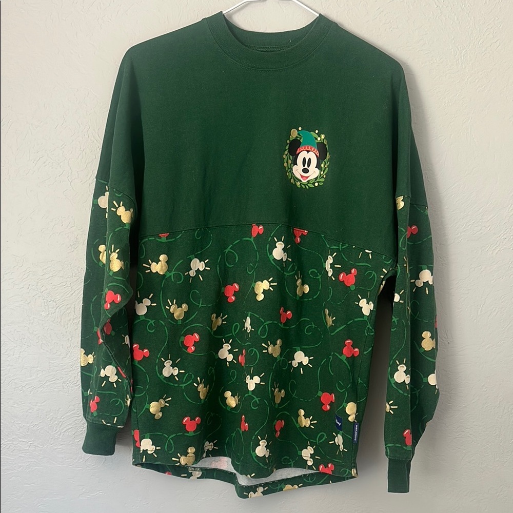 Disney Dark Green Long Sleeve T-Shirt With Gold Puffy Letter on the Back